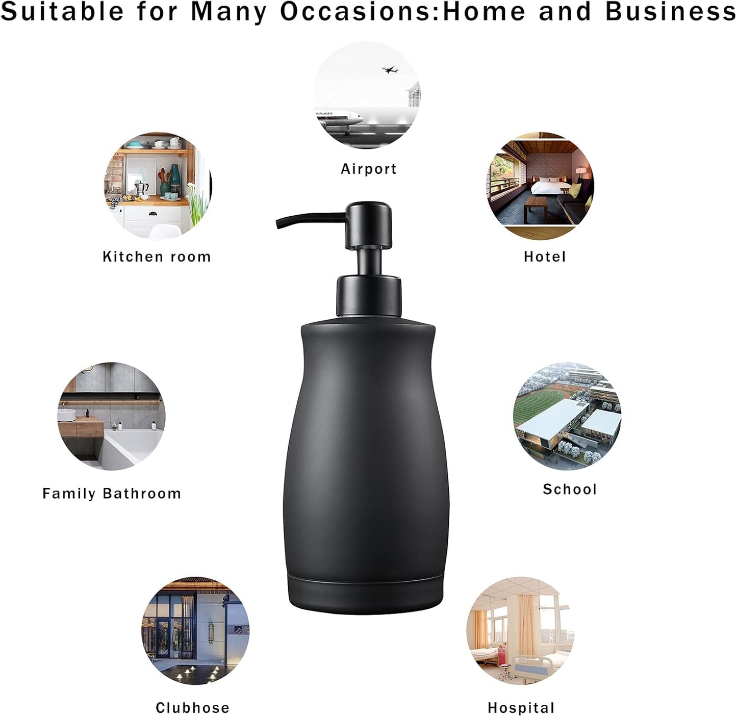304 Stainless Steel Countertop Black Soap Dispenser Rust Resistant Leak-Proof Liquid Hand Sanitizer