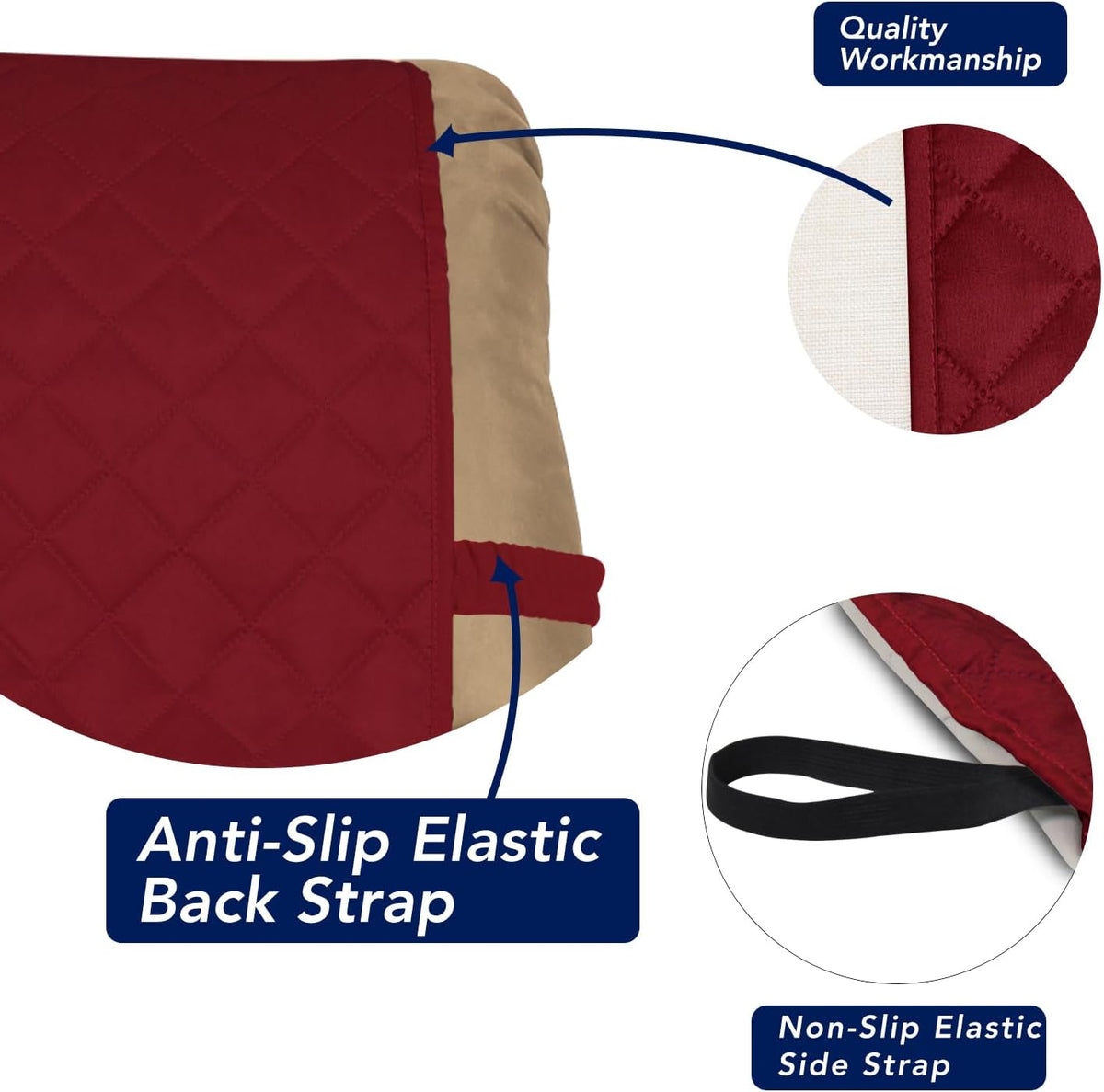 PureFit Reversible Quilted Sofa Cover, Water Resistant Slipcover Furniture Protector, Washable