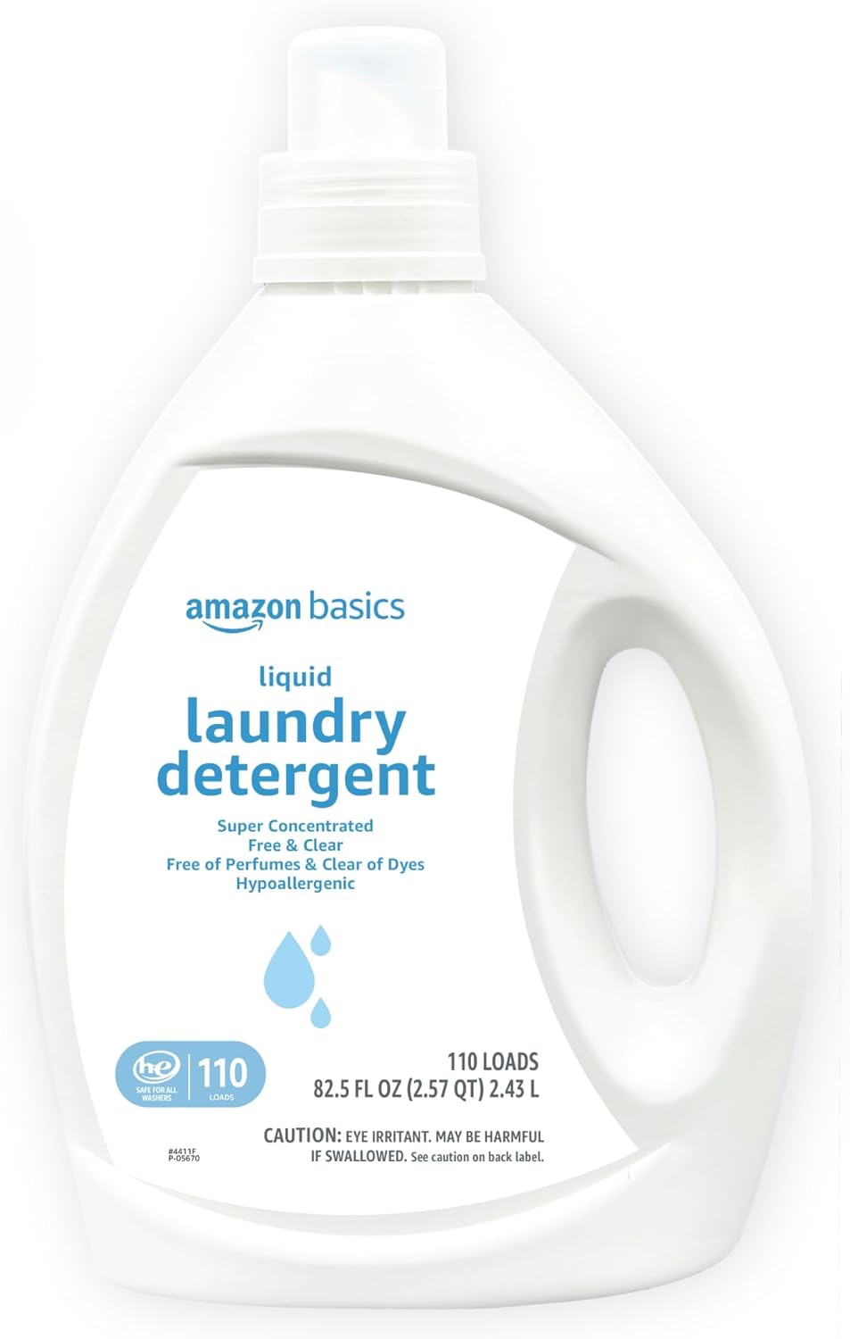 Amazon Basics Concentrated Liquid Laundry Detergent, Free of Perfumes & Clear of Dyes, 110 loads