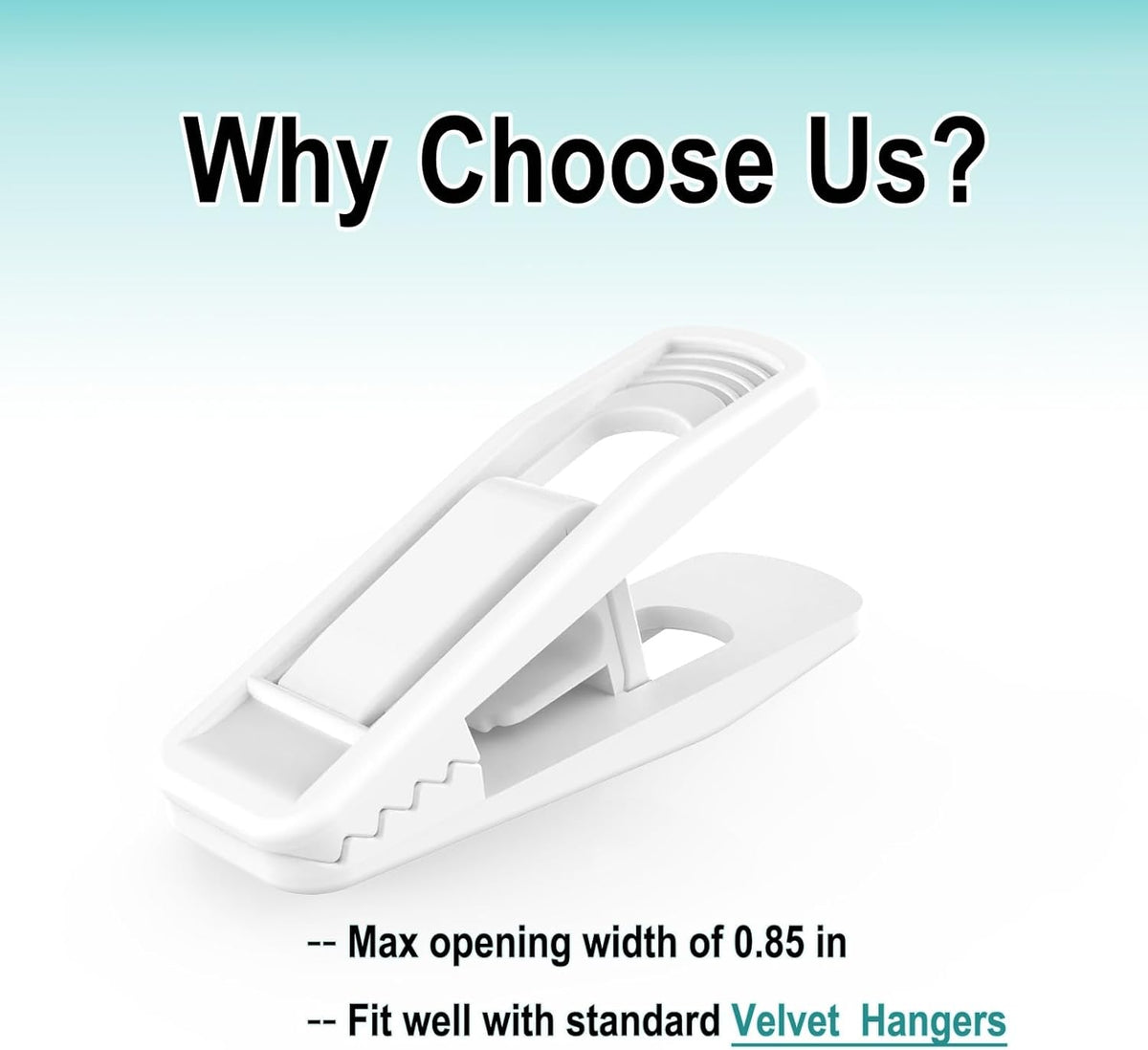 Hanger Clips for Velvet Hangers (White, 40 PCS), Non-Slip Plastic Clips Pant Skirt Hanger Clips for