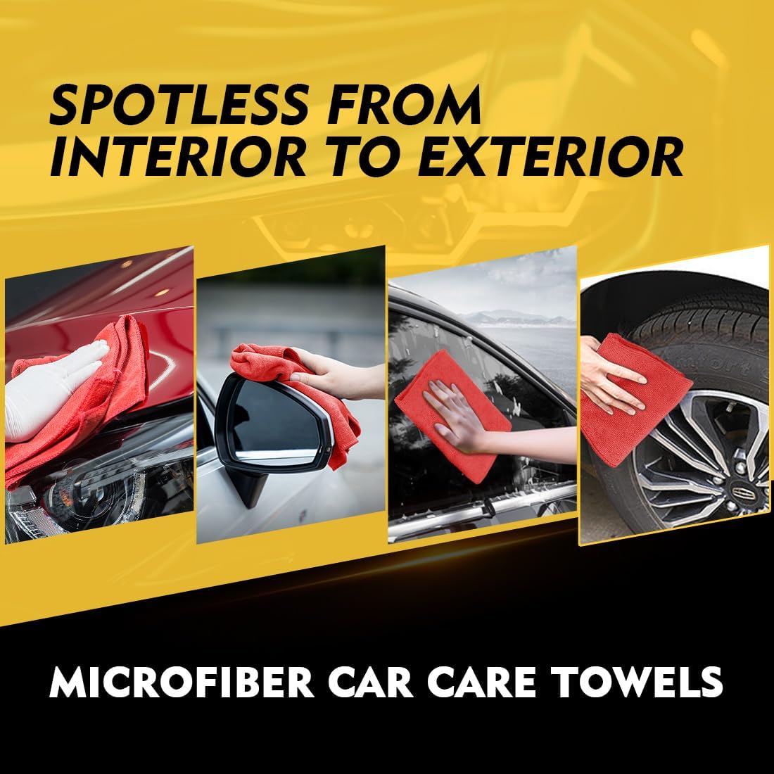 HOMEXCEL Red Microfiber Cleaning Cloth 50 Pack, 12.5 x 12.5 inch Microfiber Towels for Cars, Ultra