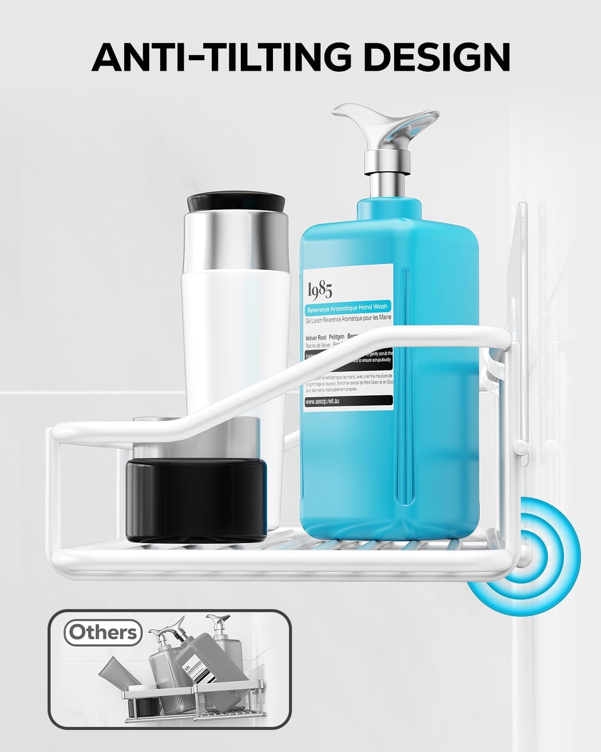 Nieifi Shower Caddy Shelf with Hooks Storage Rack Organizer Adhesive Stainless Steel Without