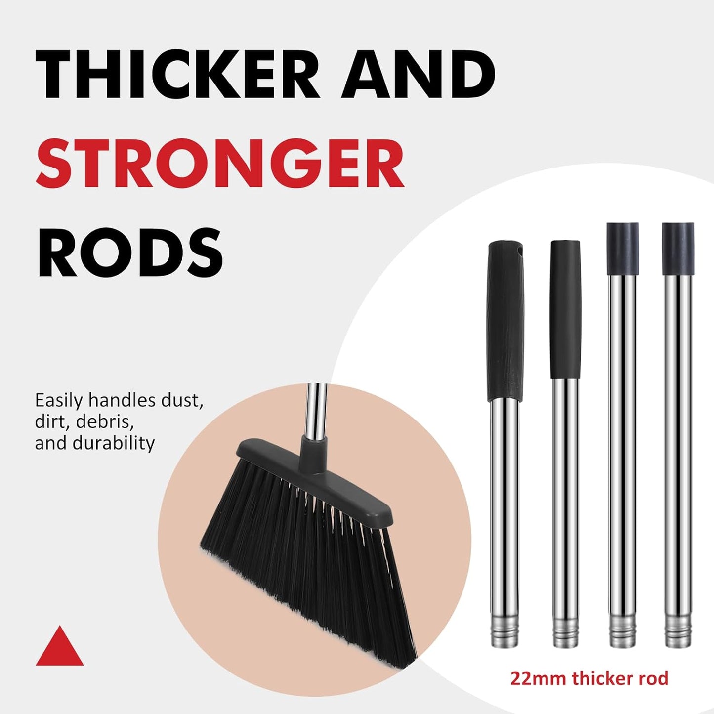 NACENA Heavy Duty Broom, 55 Inch Long Handle Outdoor Large Angle Brooms, Commercial Broom for