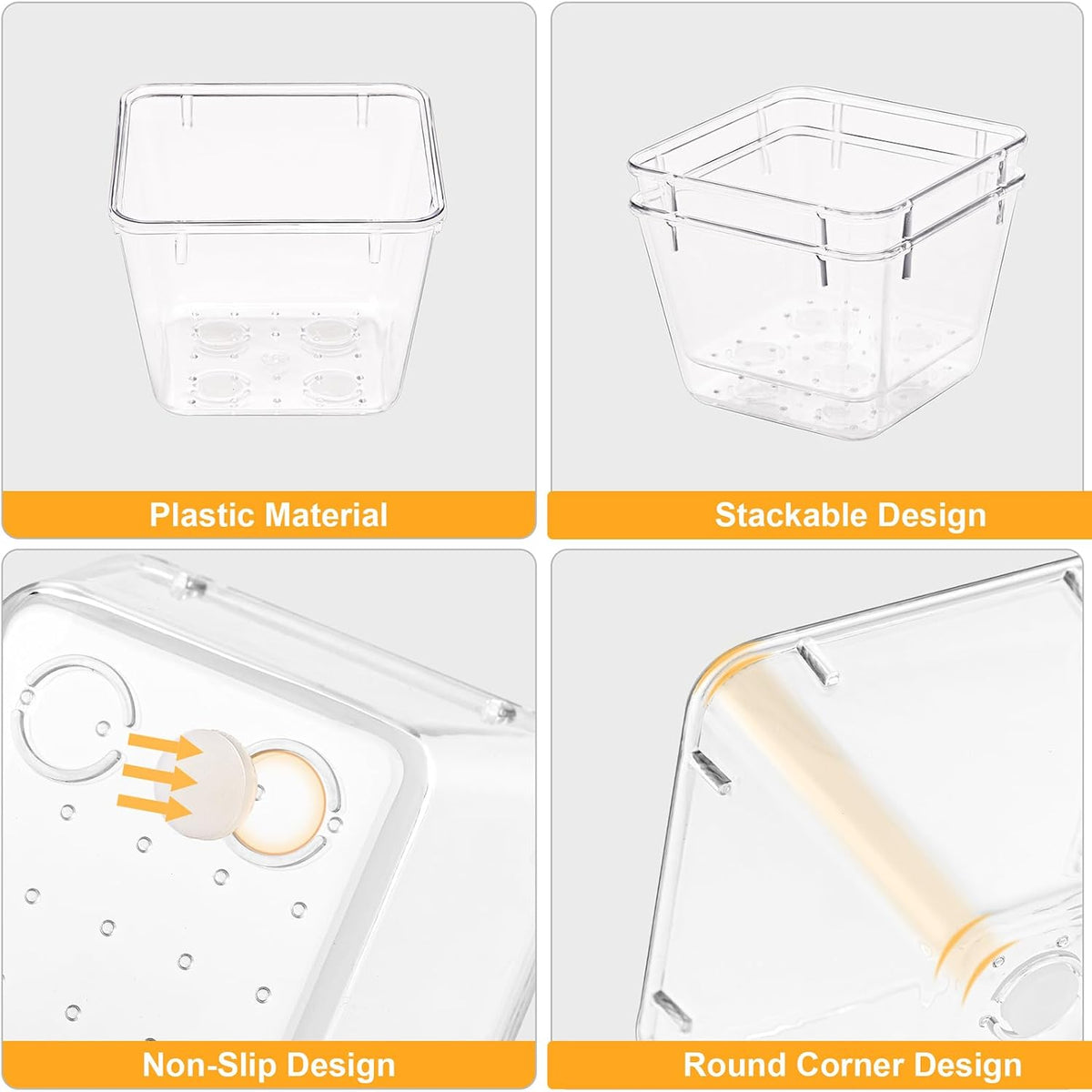 SMARTAKE 13-Piece Drawer Organizers with Non-Slip Silicone Pads, 5-Size Desk Bathroom Drawer