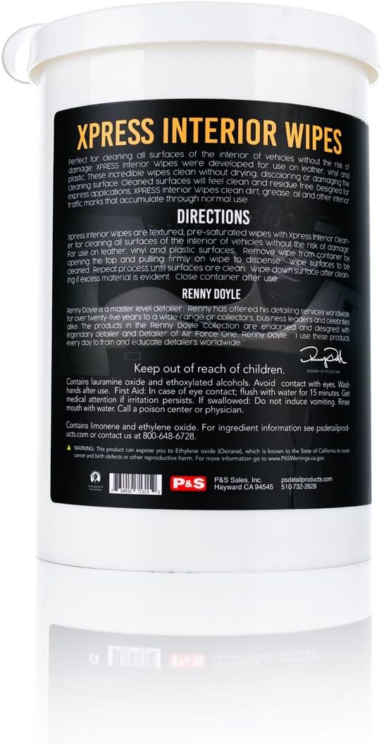 P&S - XPRESS Interior Wipes - Versatile All-in-One Cleaning Wipes for Leather, Vinyl, Plastic, and