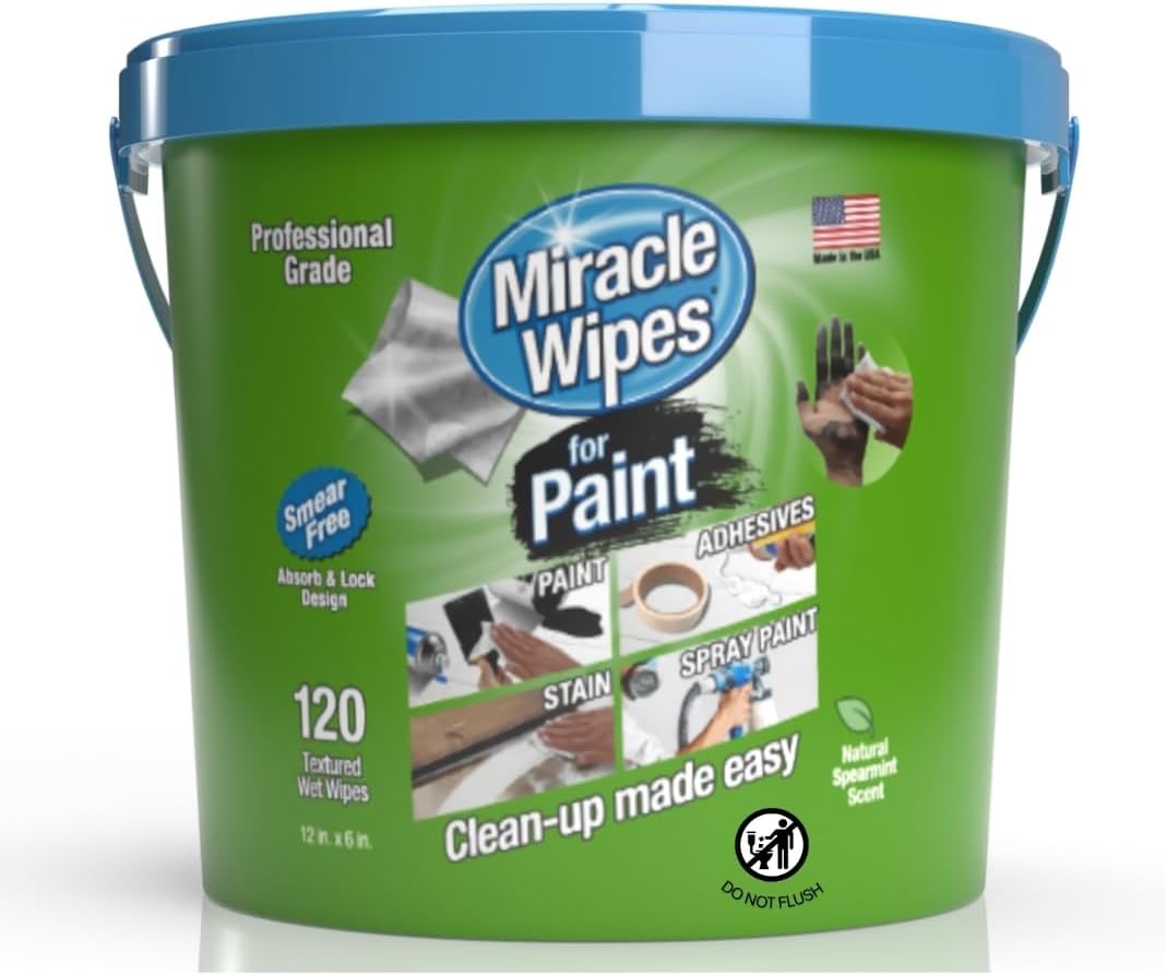 MiracleWipes for Paint Prep & Cleanup, Remove Tough Grime Build-Up, Wet Paint, Caulking, Epoxy