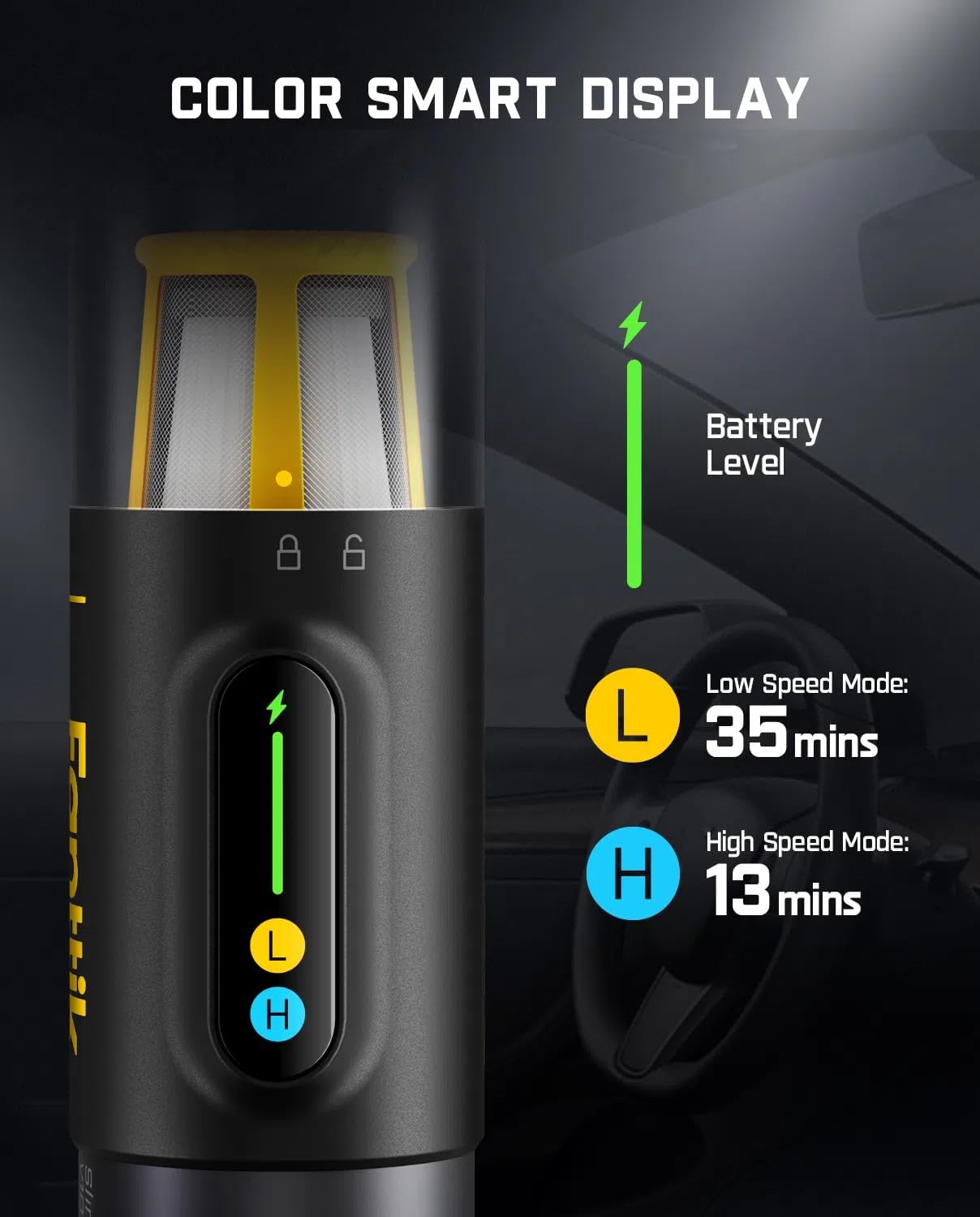 Fanttik Slim V10 Mix Cordless Car Vacuum, 4 in 1 Handheld Air Duster, Color Smart LED Display