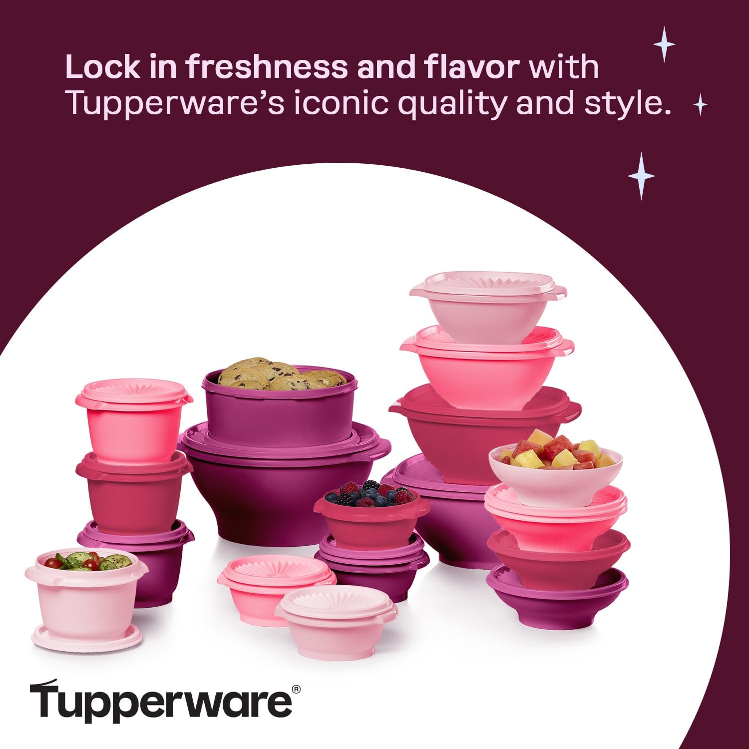 Tupperware Heritage Collection, New 36 Piece Food Storage Container Set in Vintage Pink, Dishwasher