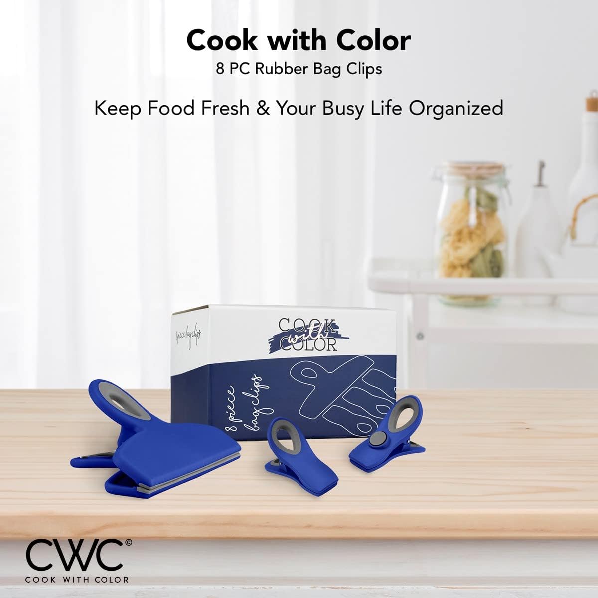 COOK WITH COLOR Bag Clips - Heavy Duty Chip Clip and Refrigerator Magnet Clips for Food Storage