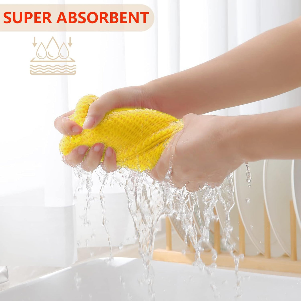 Homaxy 100% Cotton Waffle Weave Kitchen Dish Cloths, Ultra Soft Absorbent Quick Drying Dish Towels