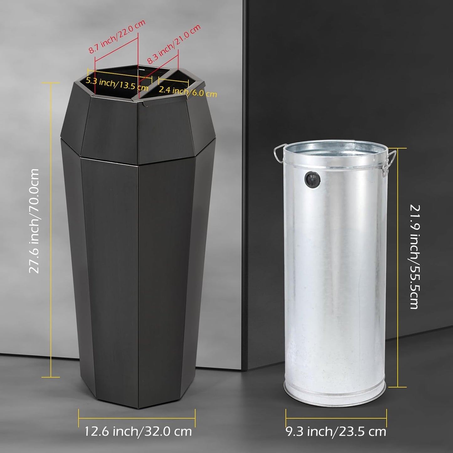 Dyna-Living Commercial Heavy-Duty Trash Cans Outdoor Garbage Can with Lid Large Trash Cans with