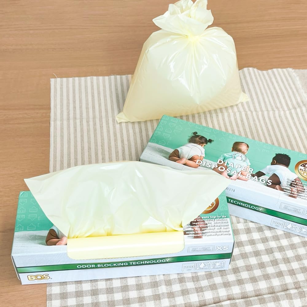 BOS, Odor-Sealing Dirty Diaper Trash Bags - Scent & Smell Free (Color: Cream Yellow) (Pack of