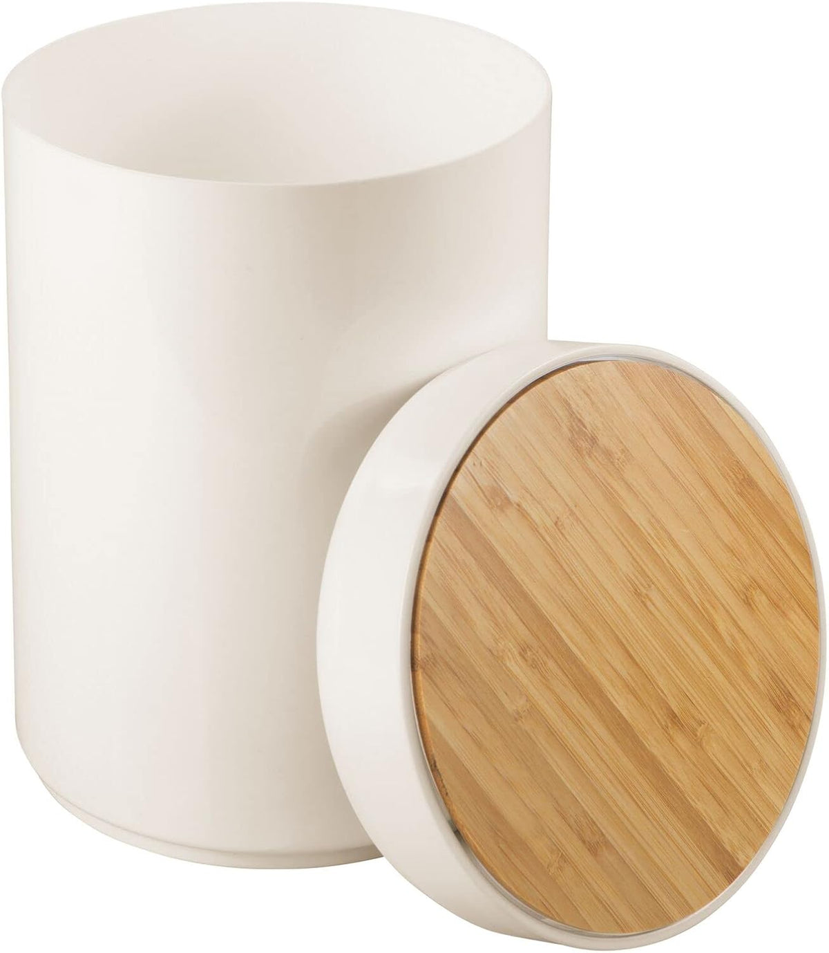 mDesign Plastic Round Trash Can Small Wastebasket - Garbage Bin Container with Swing-Close Lid