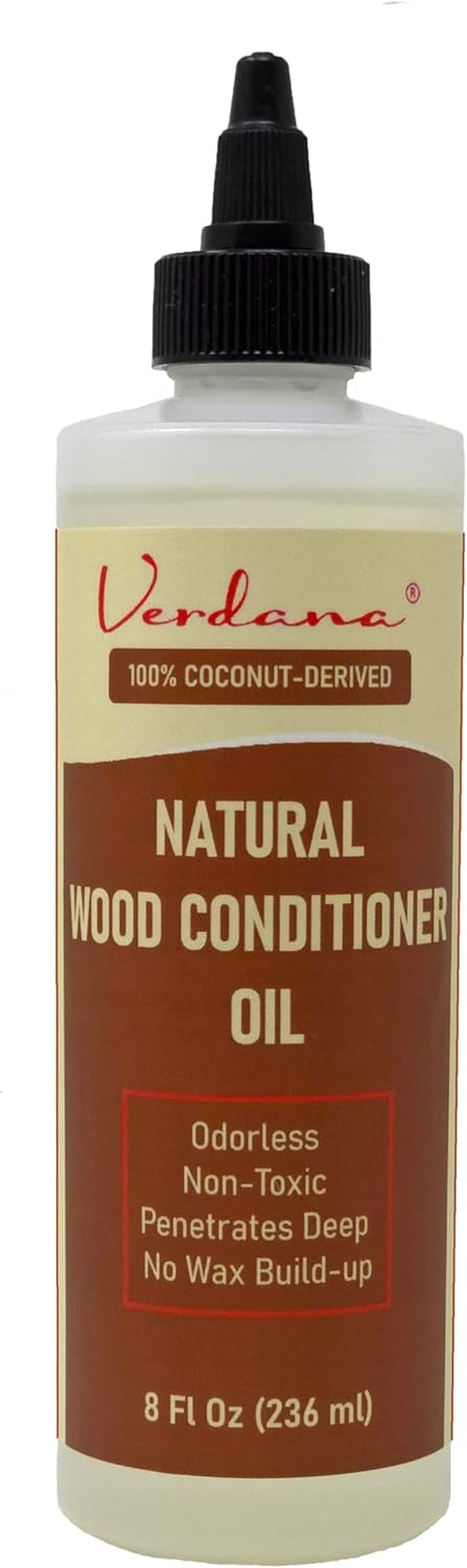 Verdana Natural Wood Conditioner Oil – 8 fl oz – Odorless, Non-Toxic Coconut Oil Polish for