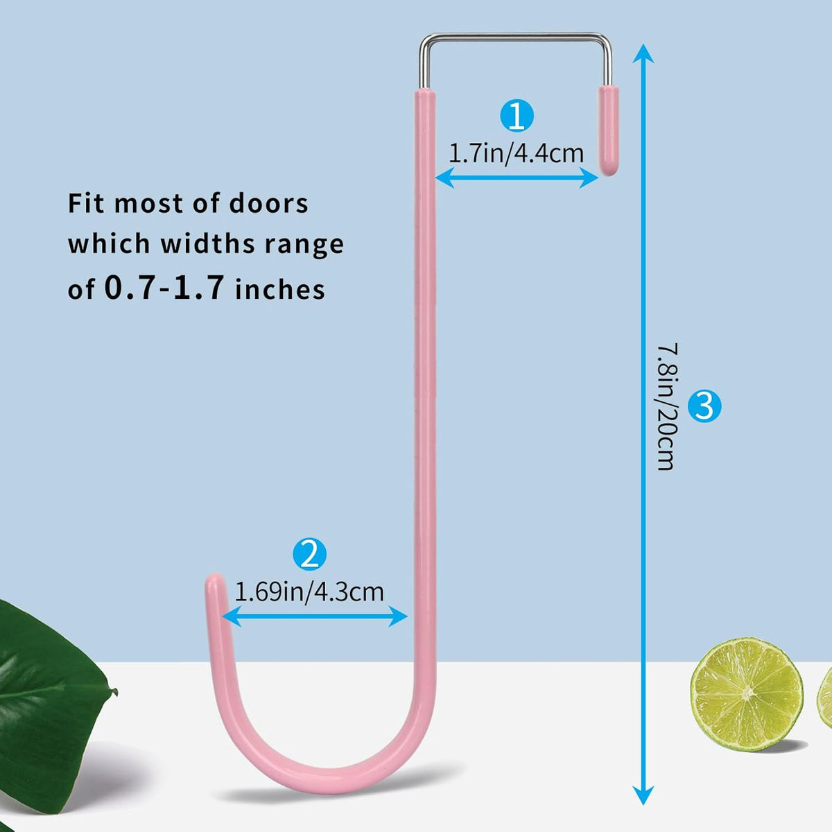 FYY Over The Door Hooks, 4 Pack Upgraded Long Door Hangers Hooks with Rubber Prevent Scratches