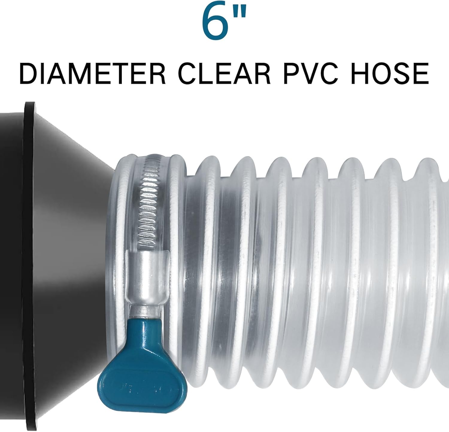 Heavy PVC Dust Collection Hose 6" x 10', Puncture Resistant PVC Dust Collection Hose with Carbon