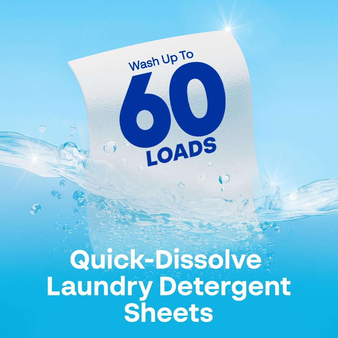 Earth Breeze Laundry Detergent Sheets Fresh Scent - 60 Loads Eco Liquidless Soap - Travel-Friendly