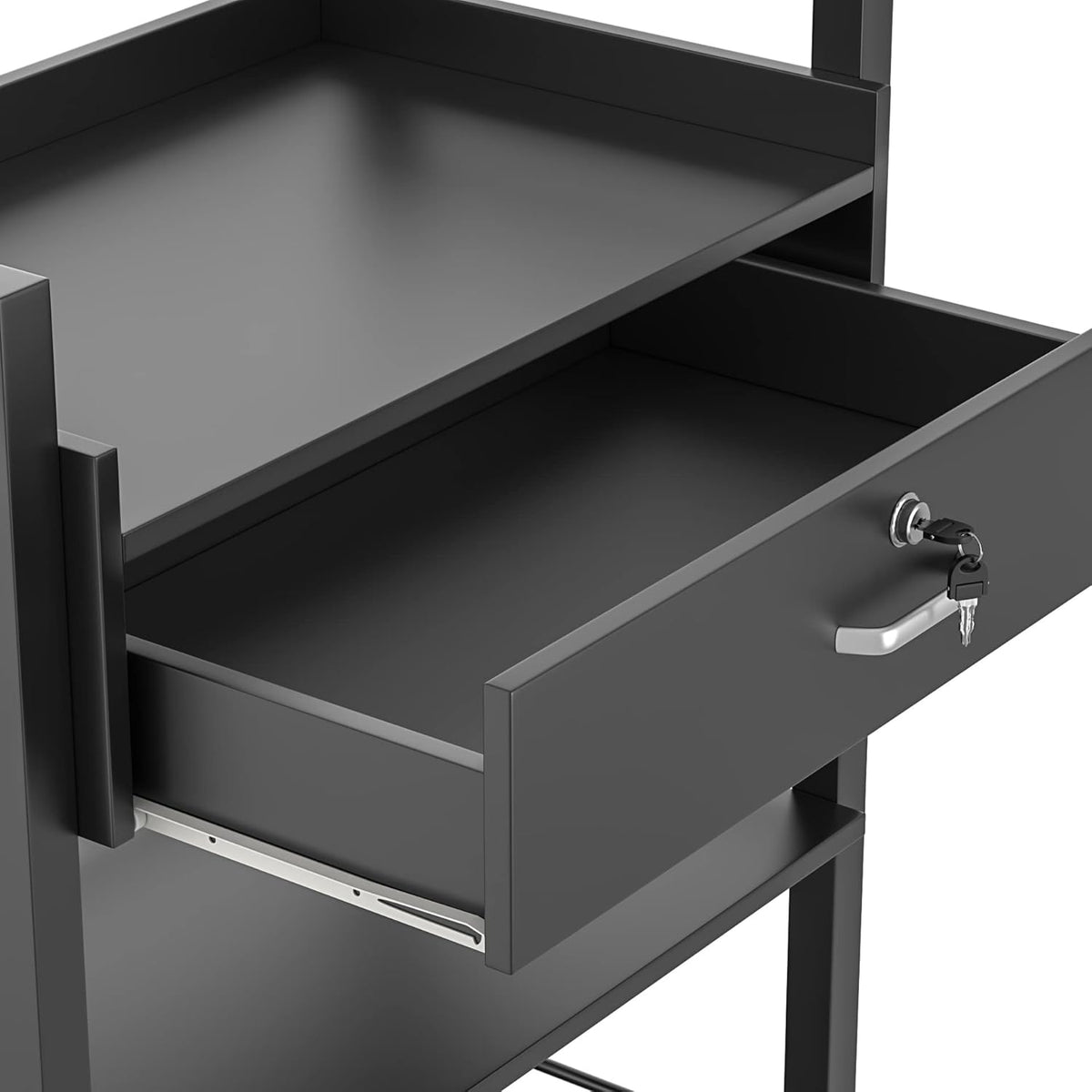 Paddie Salon Trolley Cart, Salon Tray Wooden Mobile Utility Cabinet with 1 Drawer 2 Trays, Rolling