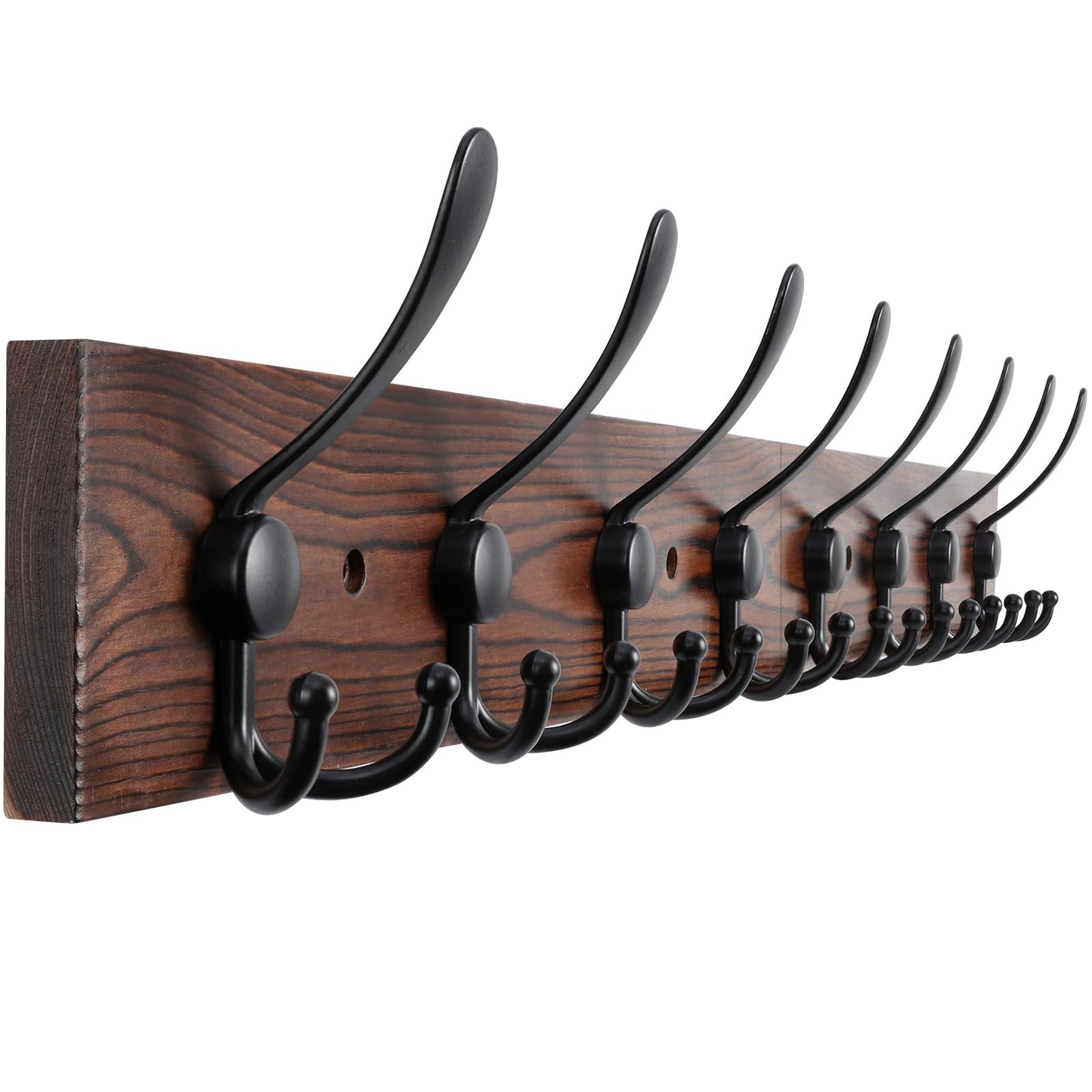 Kuhome 32.2'' Large Coat Rack Wall Mount Coat Hooks Coat Hanger with 8 Metal Black Triple- Hooks