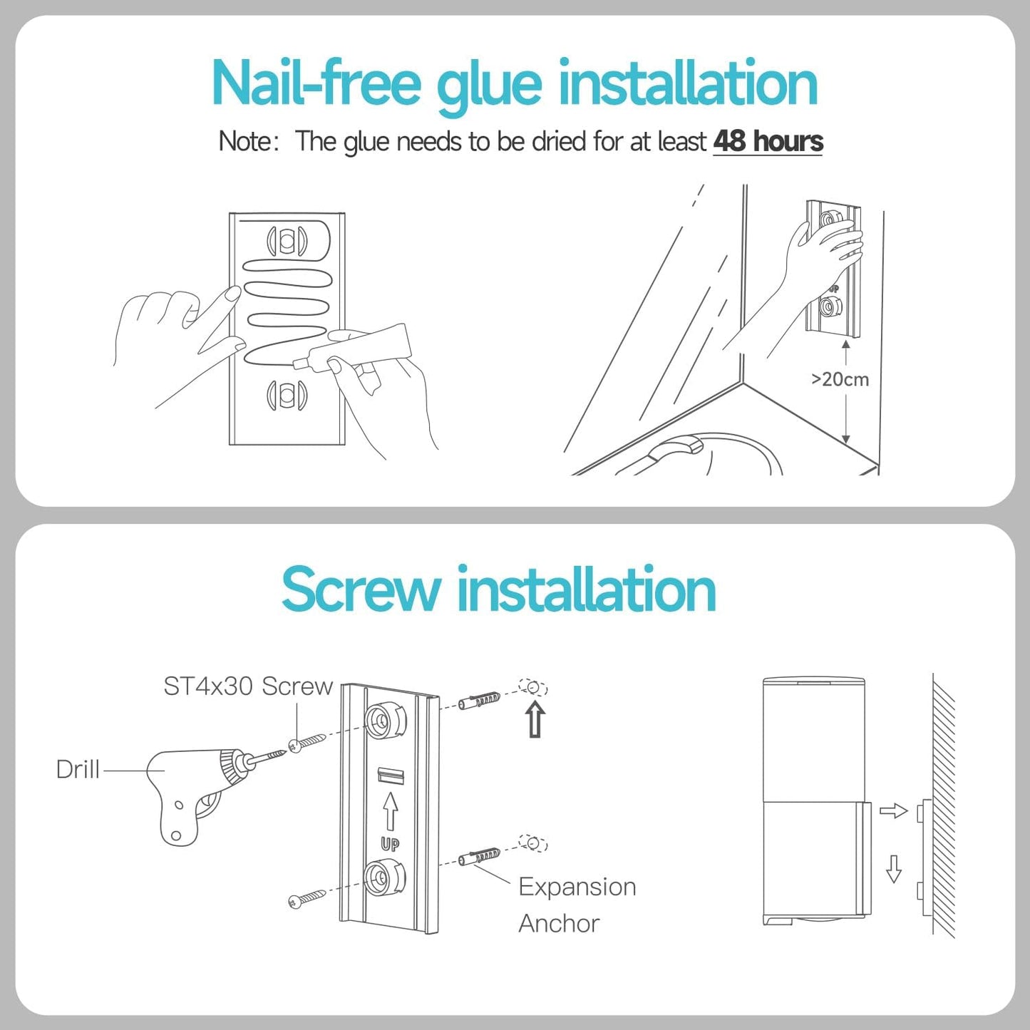 AIKE Automatic Soap Dispenser Wall Mounted for Kitchen and Bathroom, IPX7 Waterproof with Brushed