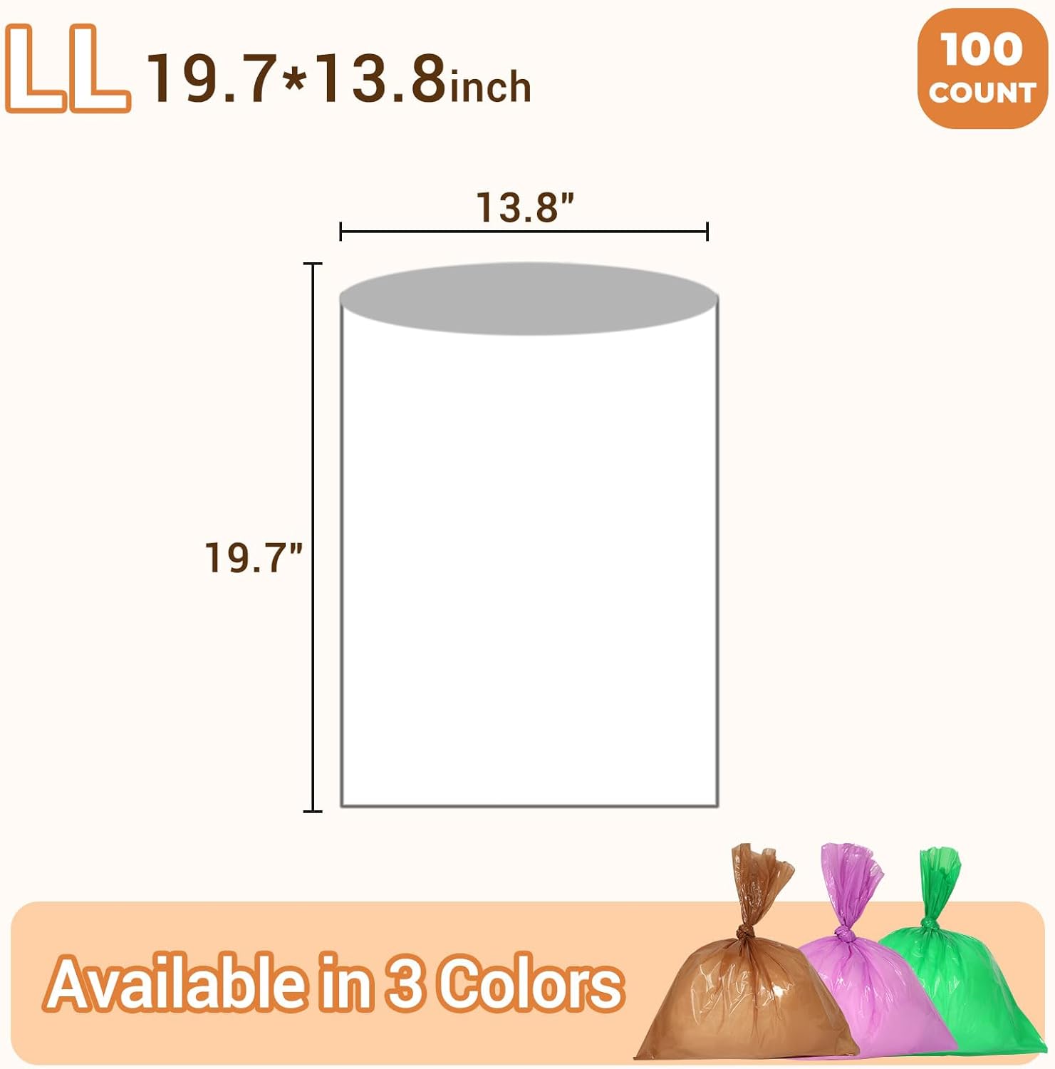 Odor Sealing Small Trash Bags Home & Food Use XL-100 Count Disposable Bags, Durable and Unscented