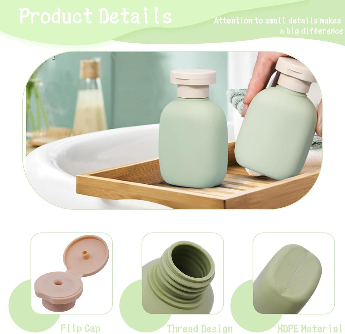 3.4 oz Leak-Proof Travel Bottles (5 Pack) - Plastic Squeeze Containers for Shampoo, Toiletries &