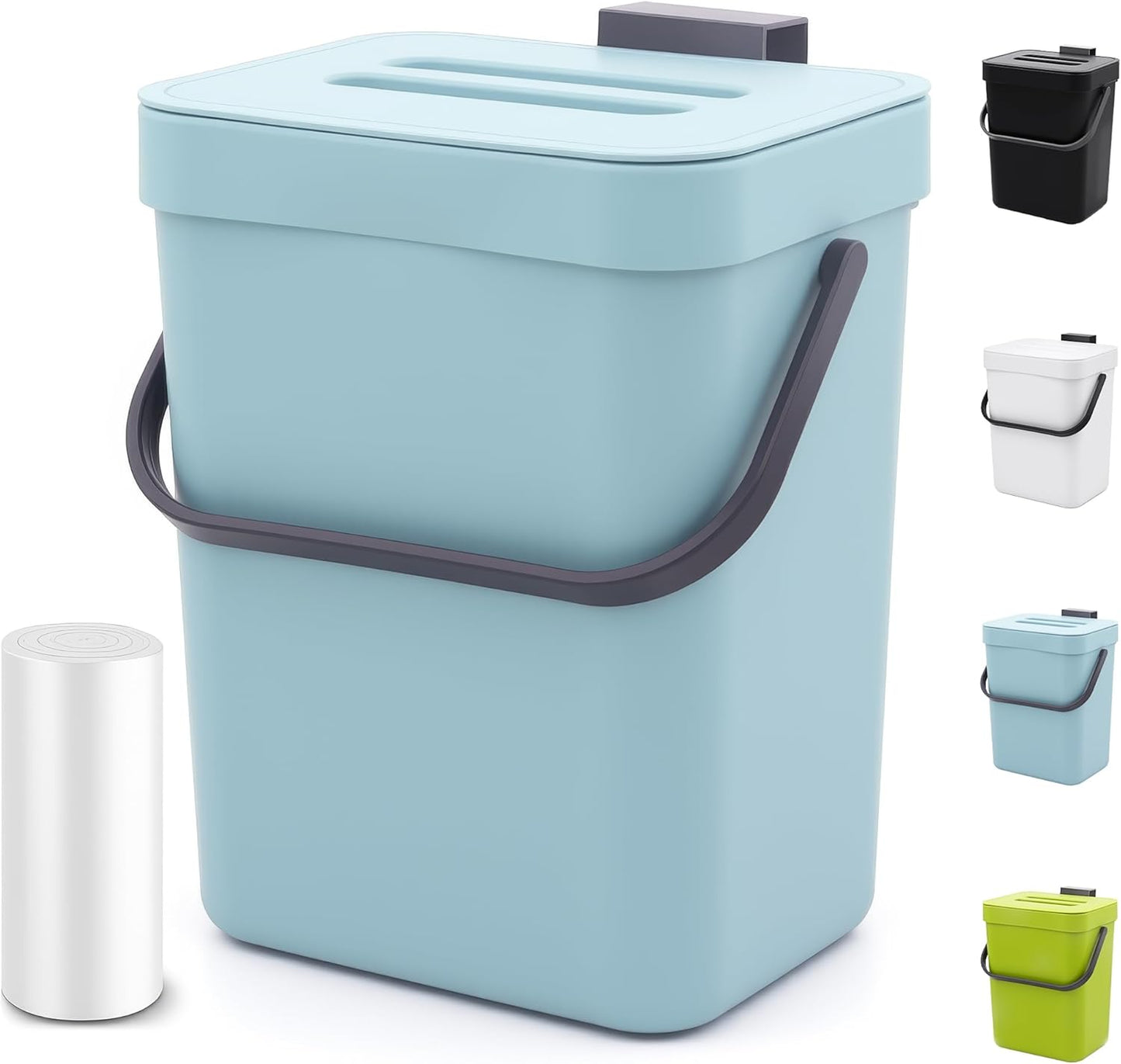1.3 Gallon Small Trash Can with Lid - Countertop Food Waste Bin, Kitchen Hanging Trash Can for