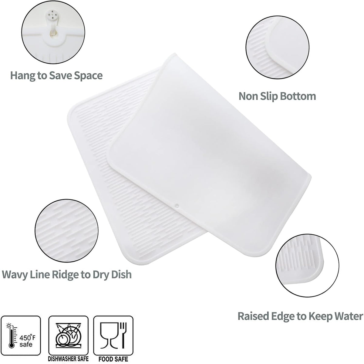 Silicone Dish Drying Mat for Multiple Usage,Easy clean,Eco-friendly,Heat-resistant Silicone Mat for