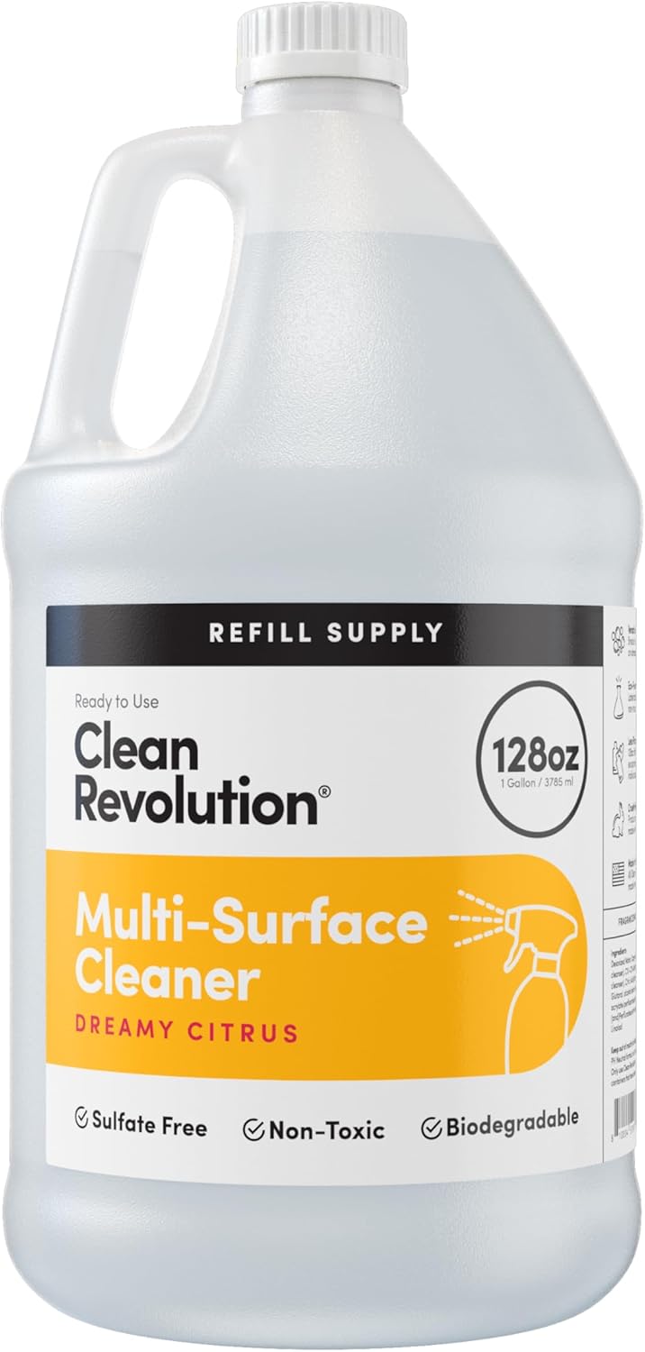 Clean Revolution Multi Surface Cleaner Refill Supply, Non-Toxic, Eco-Friendly & Plant-Based, Ready