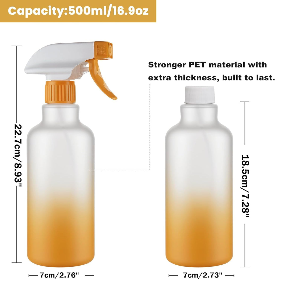 Spray Bottles 16.9oz/500ml Plastic Spray Bottle for Hair Mist/Stream Empty Spray Bottle Heavy Duty