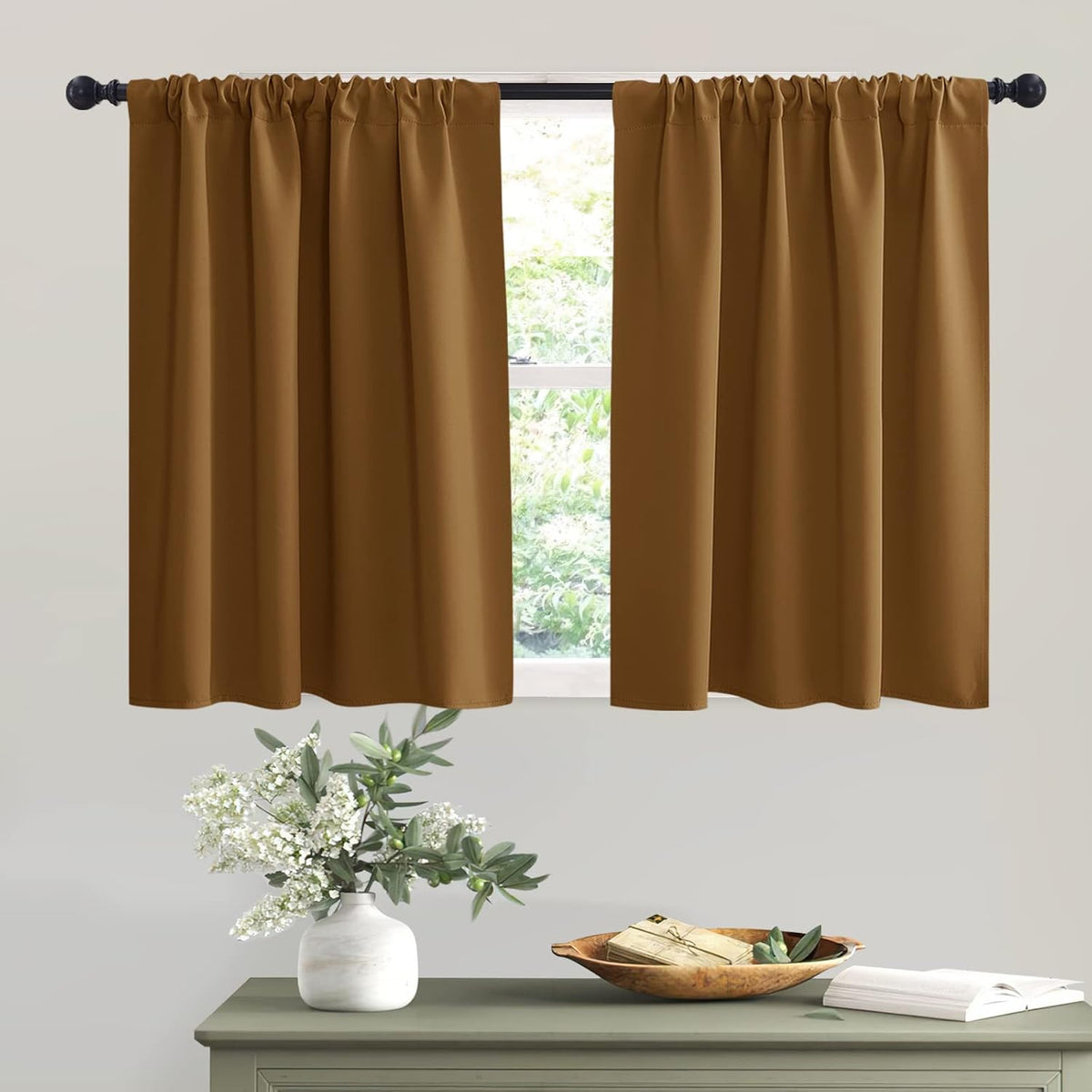 RYB HOME Bathroom Window Curtains - Blackout Curtains Small Window Short Drapes for Kitchen Bedroom