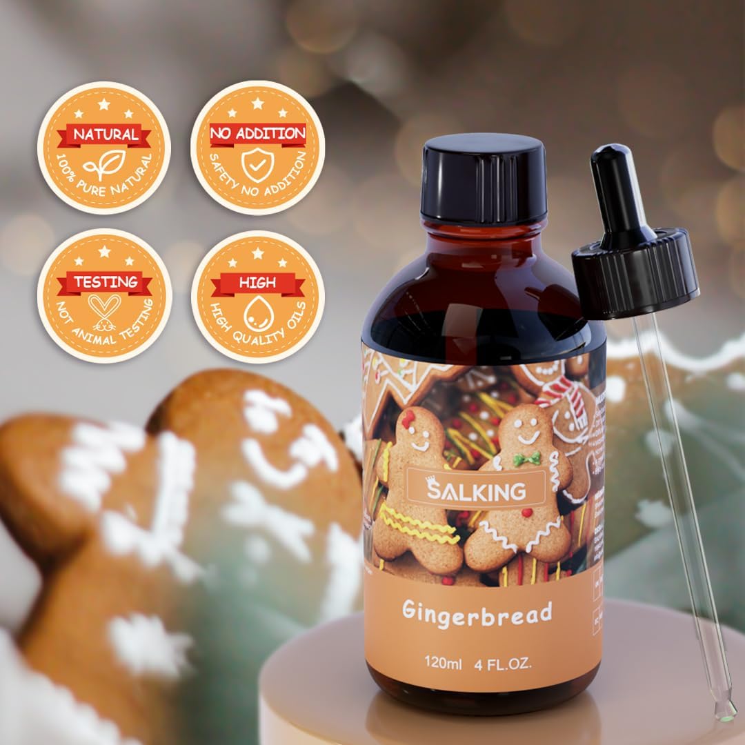 SALKING Gingerbread Fragrance Oil, 120ml (4 Fl Oz) Premium Essential Oils for Diffuser, Candle