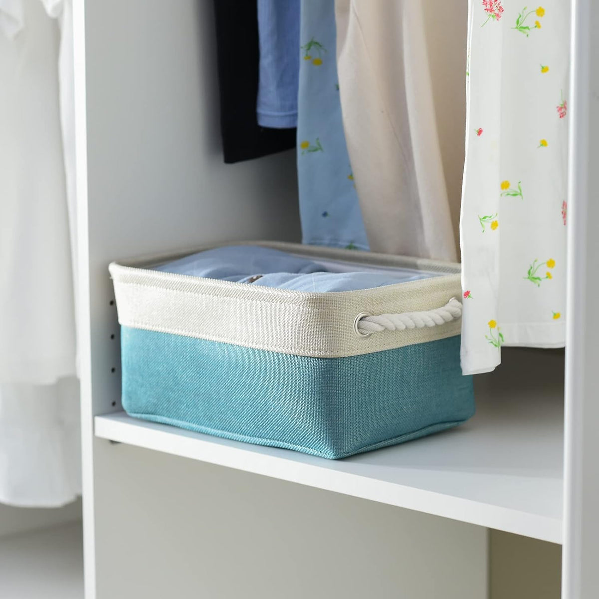 TheWarmHome Fabric Storage Bin with Handles,Storage Basket for Home Storage and Organization, Shelf