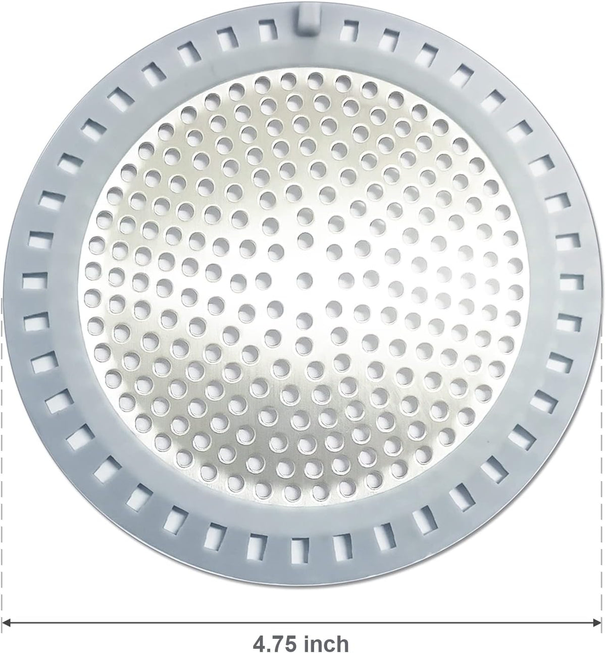 2PCS Shower Drain Hair Catcher, Shower Drain Strainer, Stainless Steel with Silicone Edging, 4.75