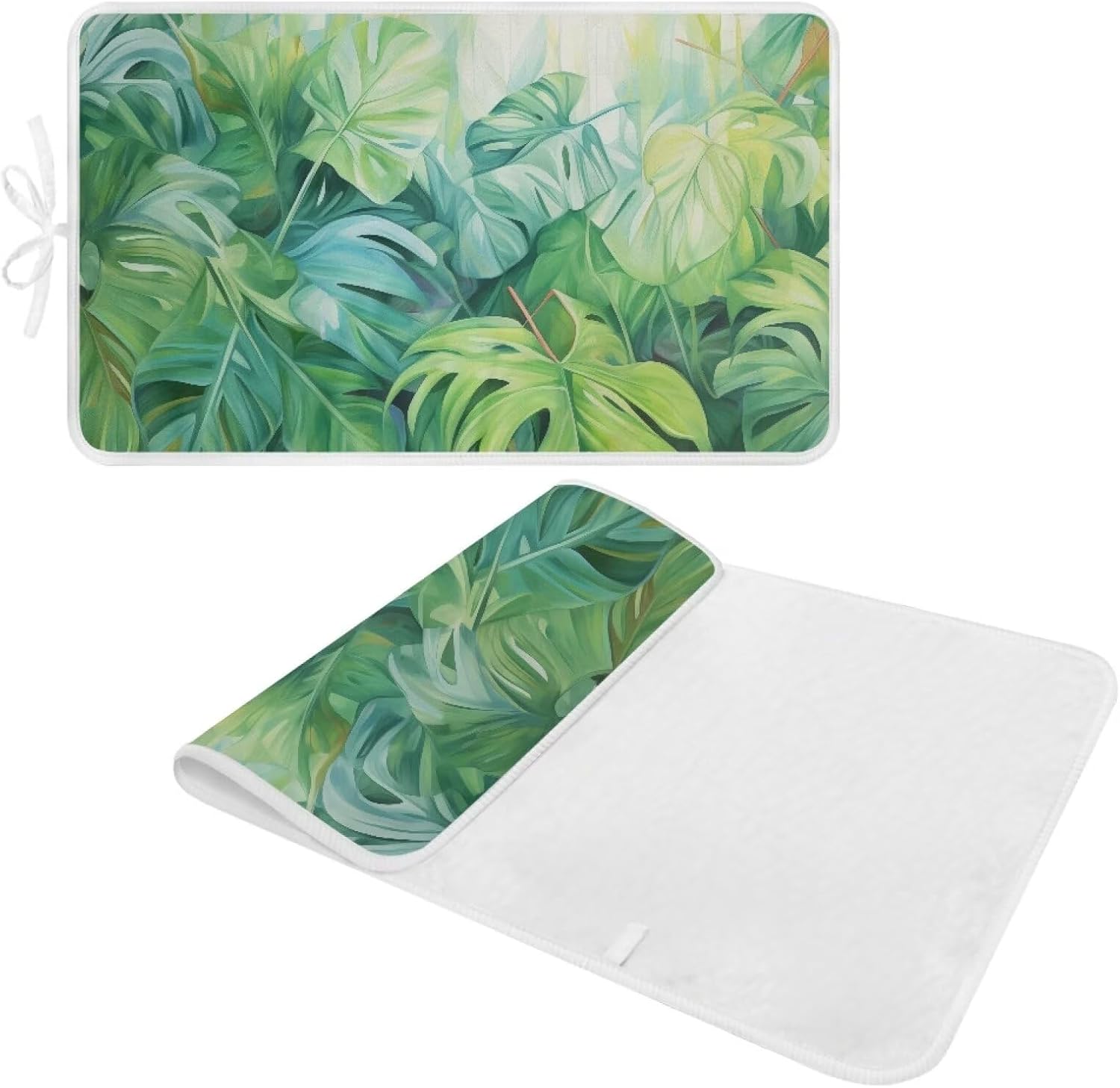 Green Ironing Mat Portable Ironing Pad Monstera Leaf 32 x 16 Inch Large Ironing Mat for Table Top