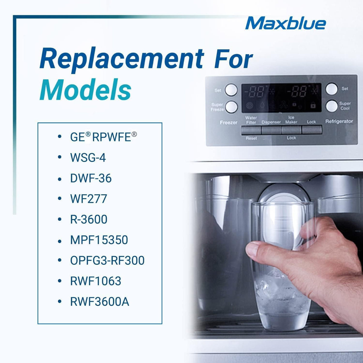 Maxblue Replacement for GE® RPWFE®, RPWF (with CHIP) Refrigerator Water Filter, Compatible with