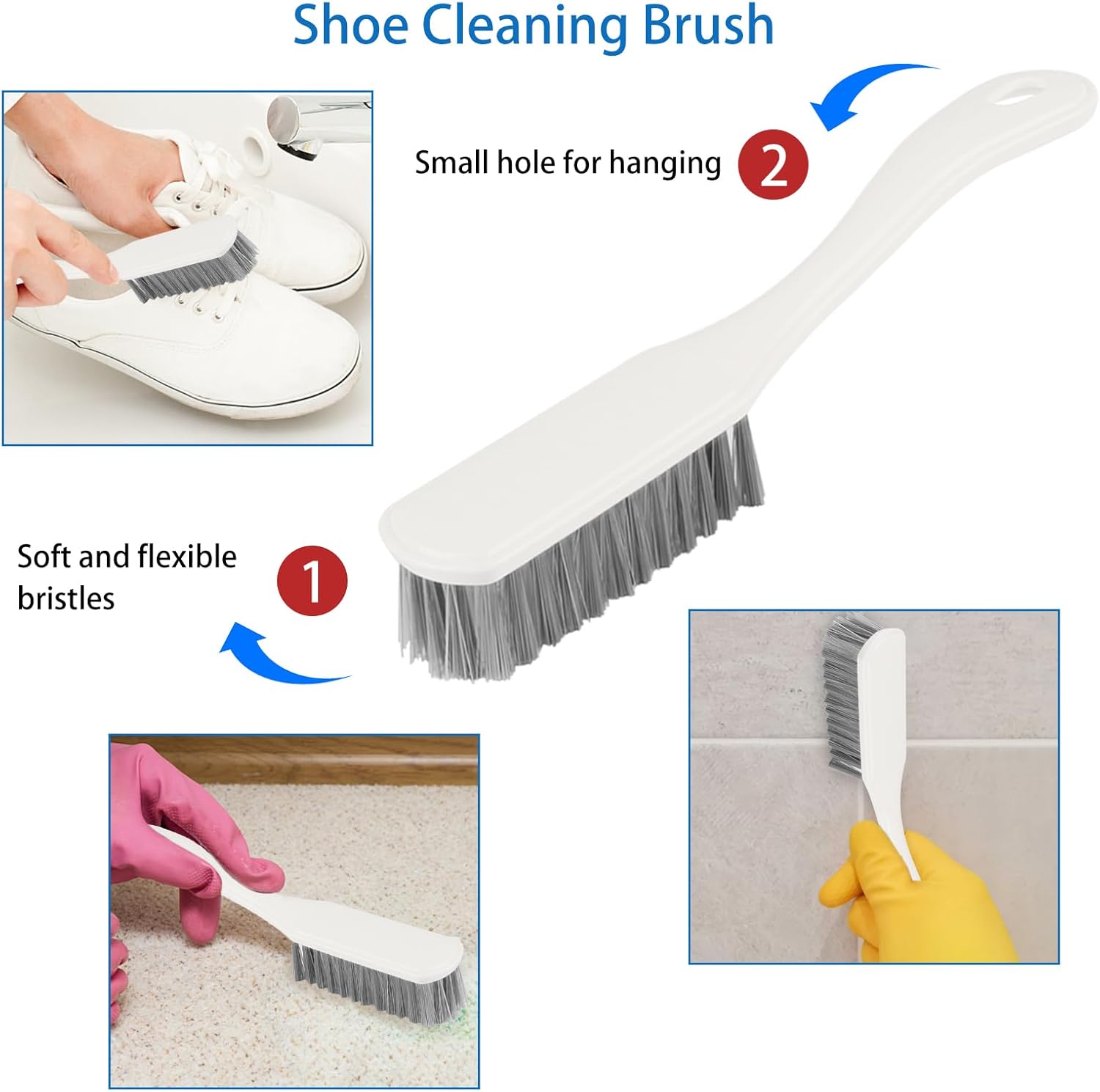 6 Pack Multipurpose Household Cleaning Set, Deep Cleaning Brush Set with Grips - Dish, Scrub