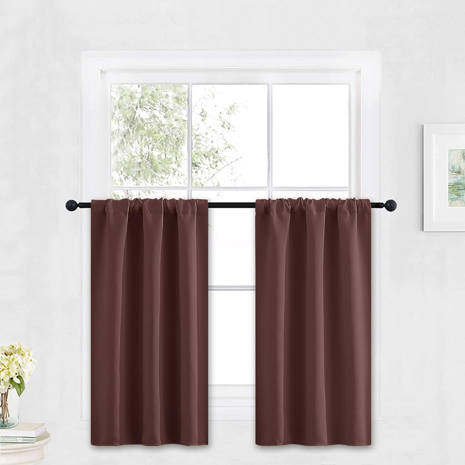 RYB HOME Blackout Curtains for Kitchen, Small Window Curtains Blinds, Thermal Insulating Drapes for