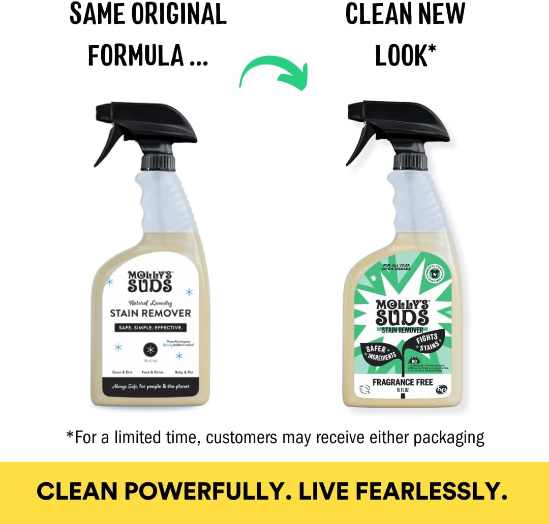 Molly's Suds Stain Remover Spray | Gentle Yet Powerful, Great for Baby & Pet Stains | Clean, Simple