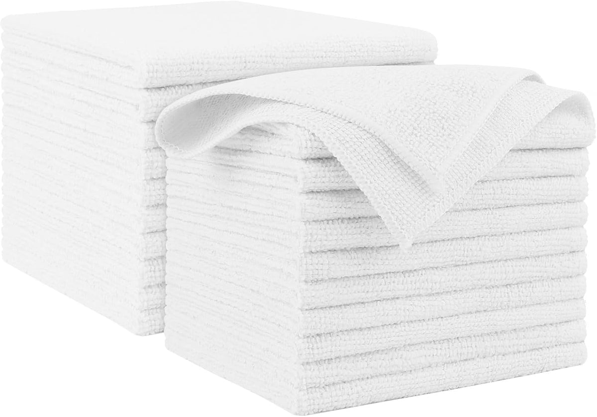 AIDEA Microfiber Cleaning Cloth White 20PK, Microfiber Towels for Cars, Premium Car Cloths, Dusting