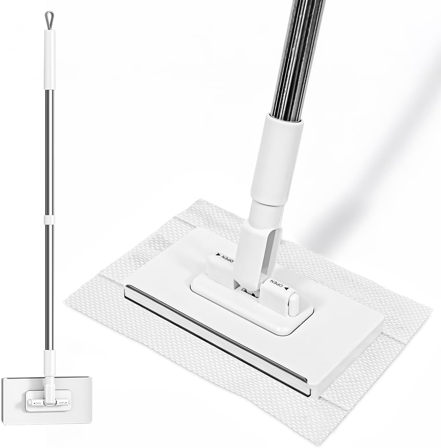 Mini Sweeper Mop No-Touch Dirty Cleaning Flat Dust Mop for Dry Wet Disposable Pads, Multi Surface