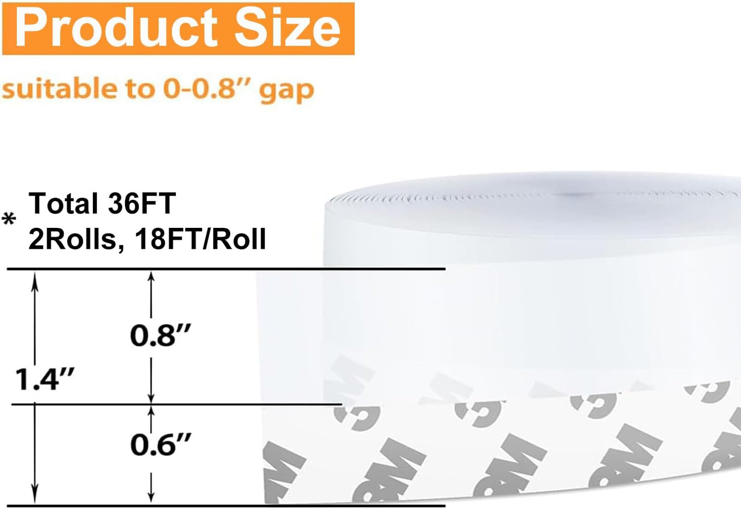 Bruiefpap 36 Ft Silicone Door Weather Stripping, Self-Adhesive Door Seal Strip Tape, Transparent