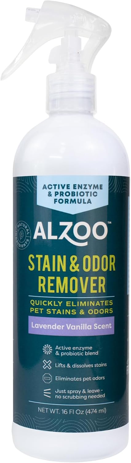 ALZOO Stain & Odor Remover, Quickly Lifts & Dissolves Pet Stains & Helps Eliminate Odors, 100%