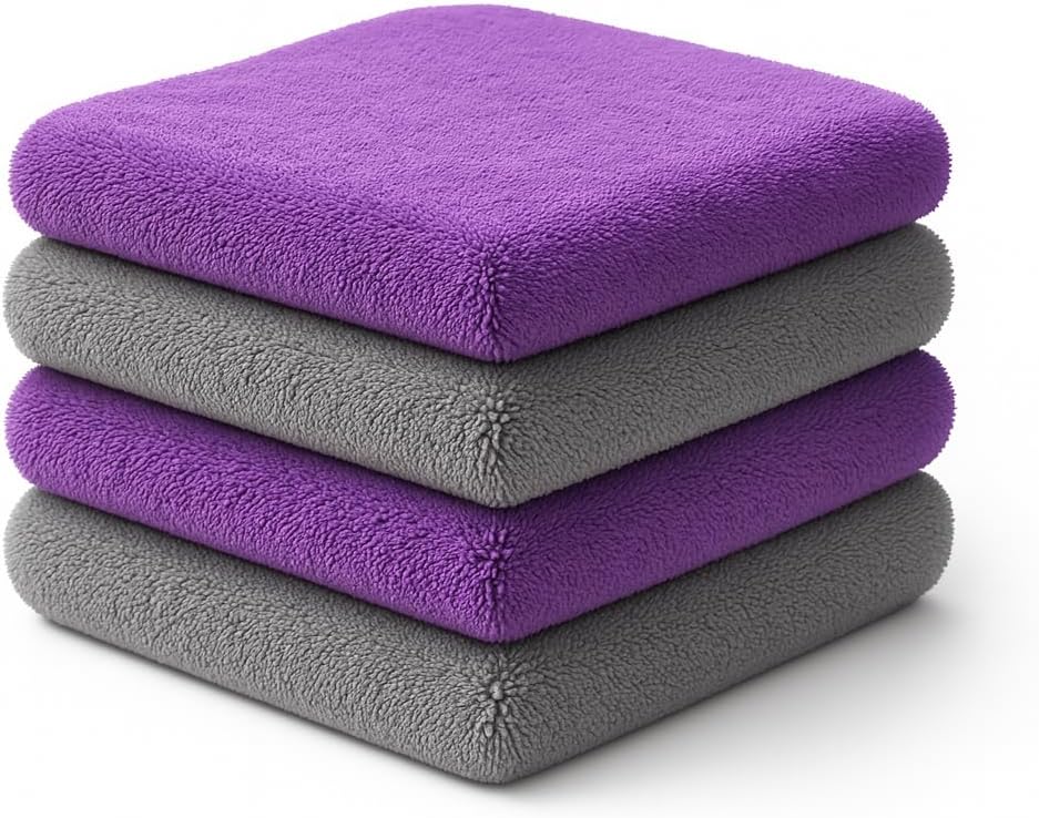 Paks - Edgeless Microfiber Towels 4-Pack - Car Detailing Wash Cloths for Cleaning - 16x16 Car