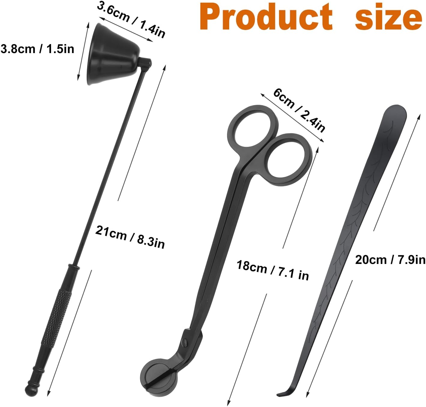 3 in 1 Candle Accessory Set(3 Set), Premium Candle Wick Trimmer, Candle Snuffer, Wick Dipper