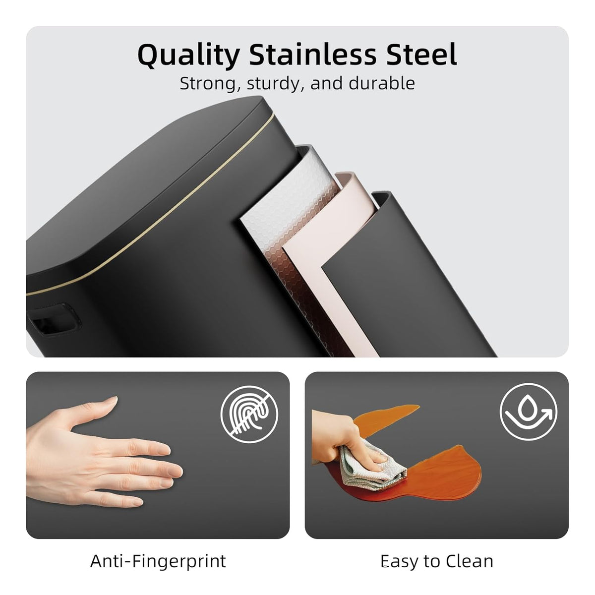 KUK 13 Gallon Kitchen Trash Can with Lid, 50L/13Gal Office Step Garbage Can for Home, Kitchen