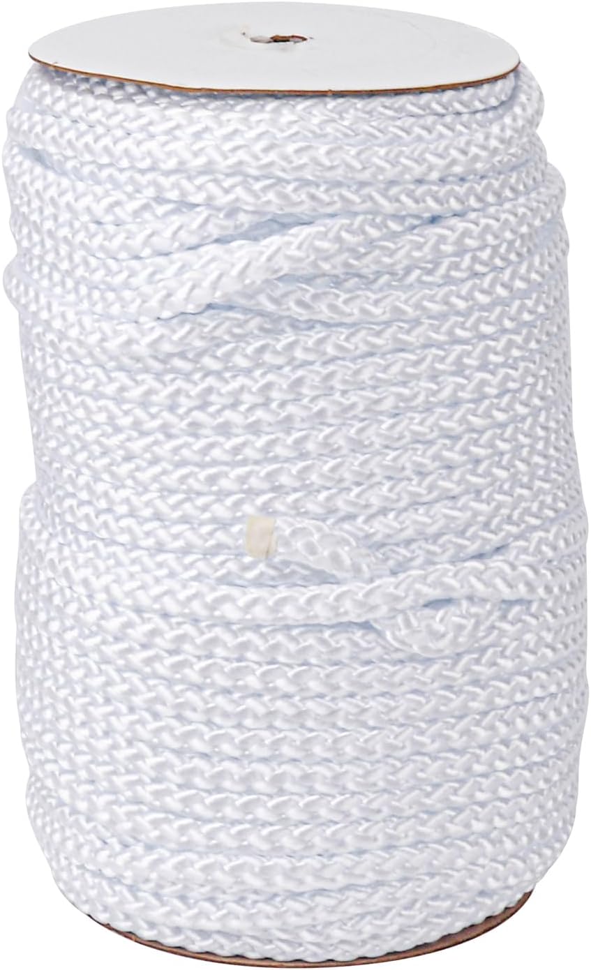 3/8 Inch White Polyester Rope - 250 White Low Stretch Polyester Rope for Hiking, Kayaking, Tarps
