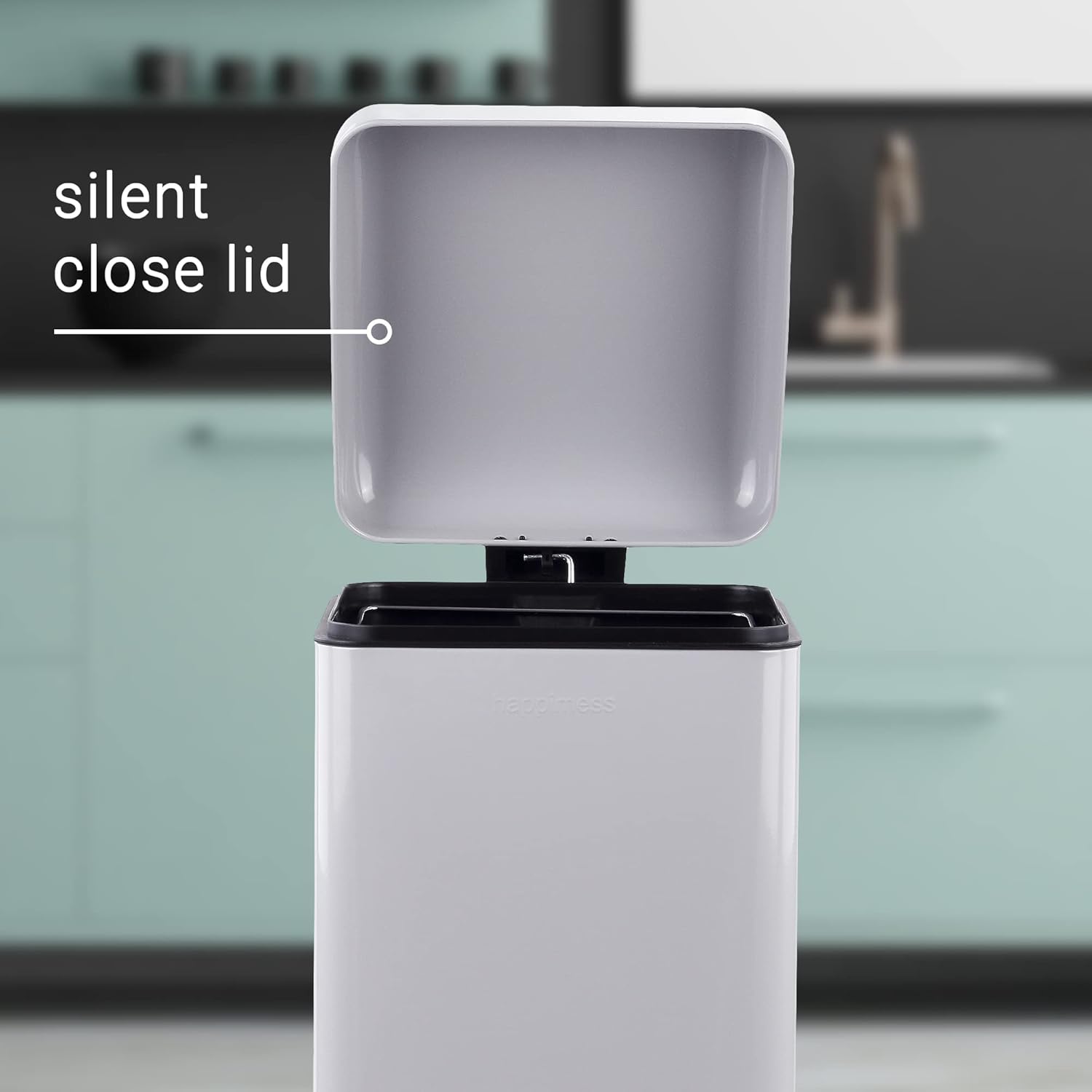 happimess HPM1007C Betty Retro 8-Gallon Step-Open Trash Can with Soft-Close Lid, Fingerprint