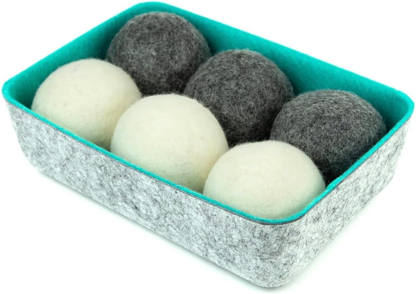 Three by Three Seattle Felt·Like·it!™ Wool Dryer Balls + Storage Bin: Reduce Drying Time, Static