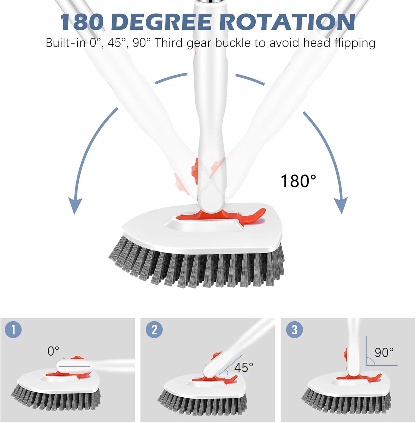 SetSail Floor Scrub Brush, 3-In-1 Tile Tub Floor Scrubber with 52-inch Adjustable Long Handle